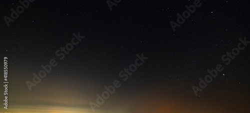 Beautiful winter dark starry sky. Night photography  astronomical background.