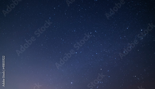 Beautiful blue starry sky. Night photography, astronomical background.