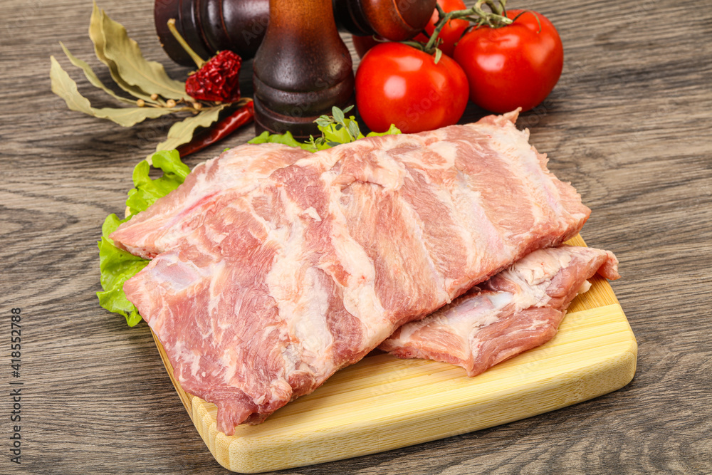 Raw pork ribs for cooking