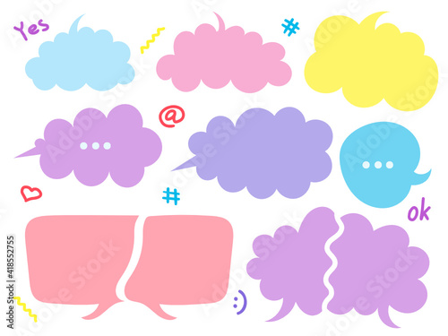 Colored speech bubbles in delicate pastel colors.