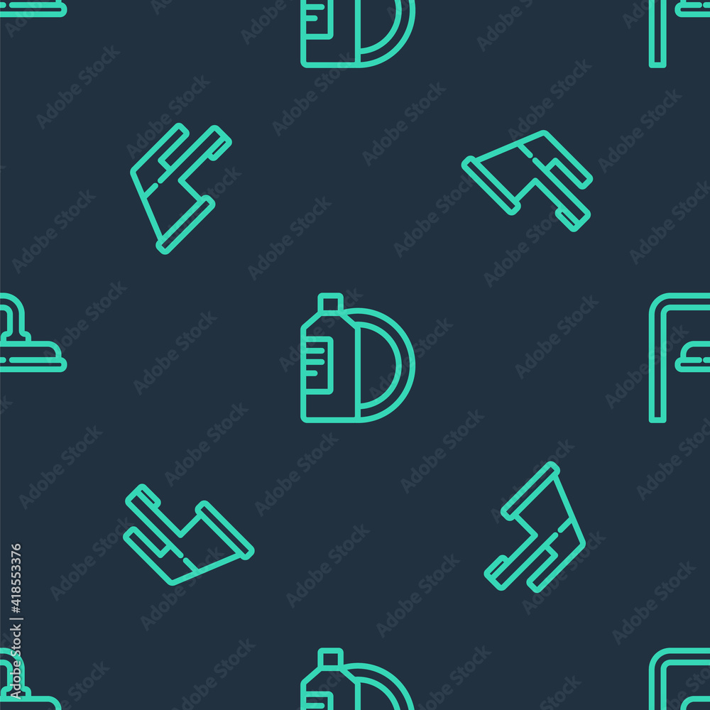 Set line Dishwashing liquid bottle and plate, Water tap and Shower head on seamless pattern. Vector. Set line Dishwashing liquid bottle and plate, Water tap and Shower head on seamless pattern. Vector.