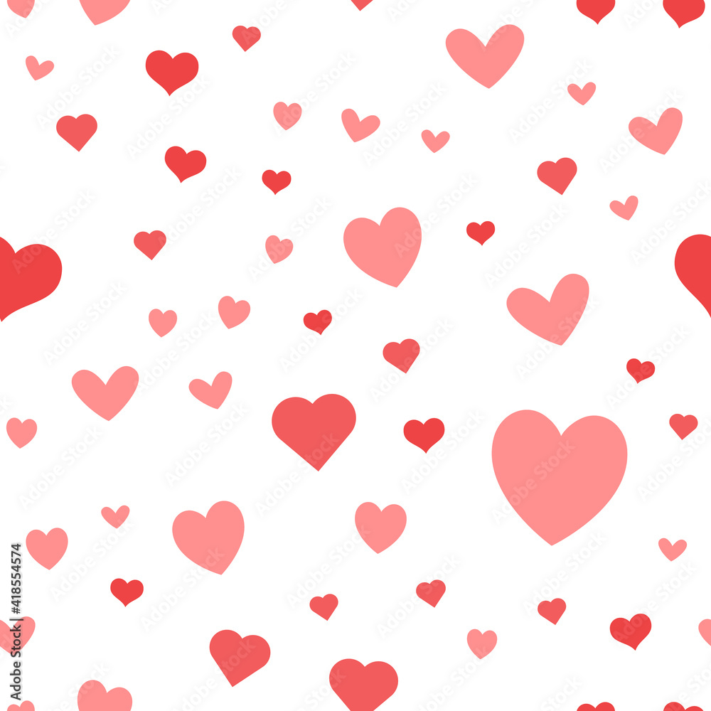 Heart icons seamless pattern, texture background.