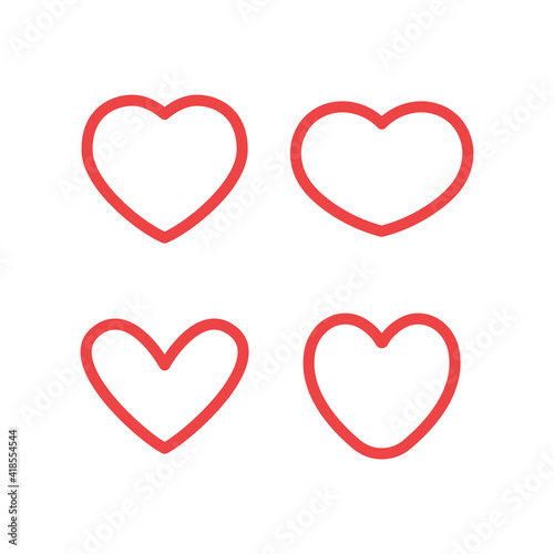 Hearts vector icon collection. Valentine's day romance symbols.