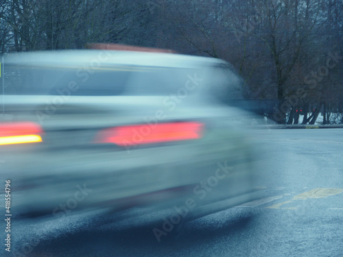motion blur car, red traffic lights