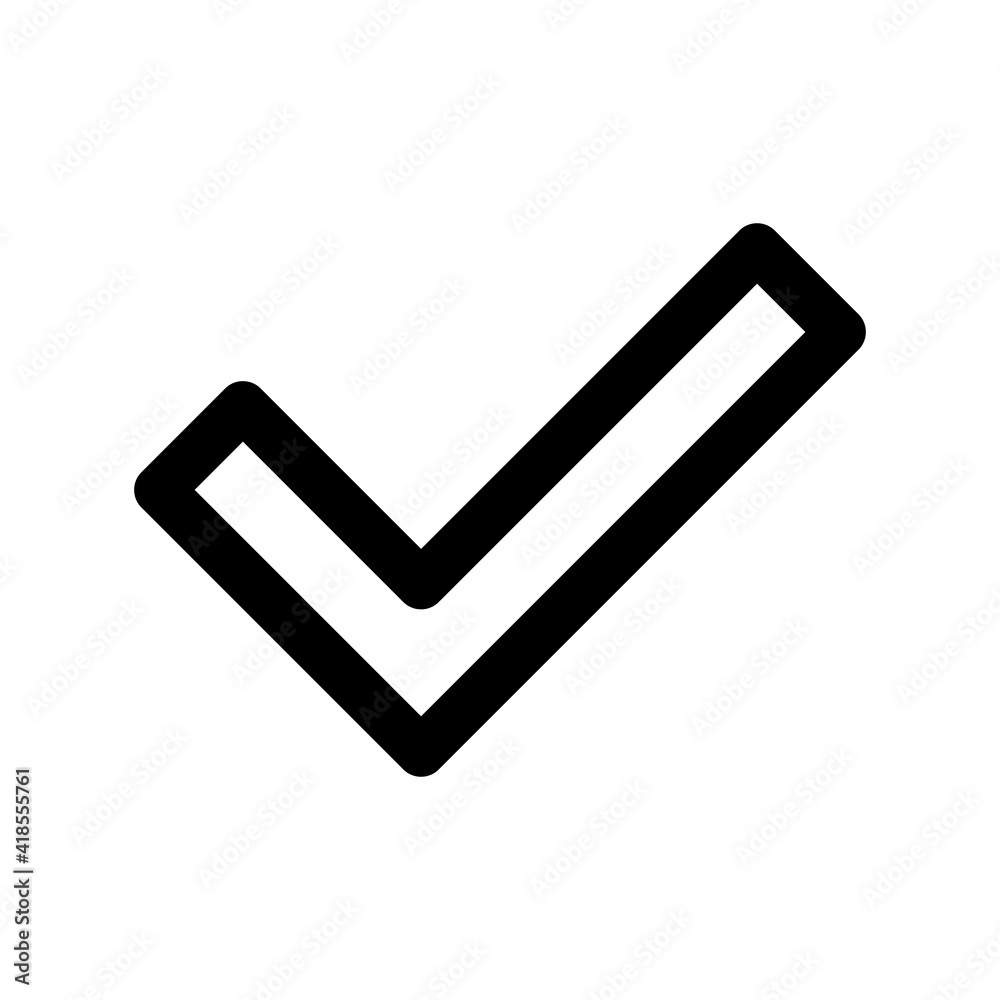 Check mark icon. Check mark outline vector icon. Vote symbol icon. Vector icon. Check mark icon. Check mark outline vector icon. Vote symbol icon. Vector icon.
