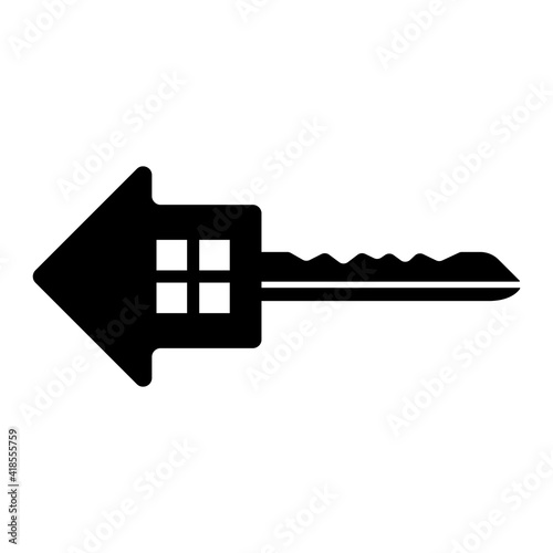 Key vector icon. House key vector icon. Home security icon. Key with house vector icon. Vector illustration.
