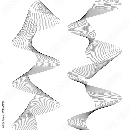 Design elements. Wave of many lines. Abstract vertical wavy stripes on white background isolated. Creative line art. Vector illustration EPS 10. Colourful waves with lines created using Blend Tool