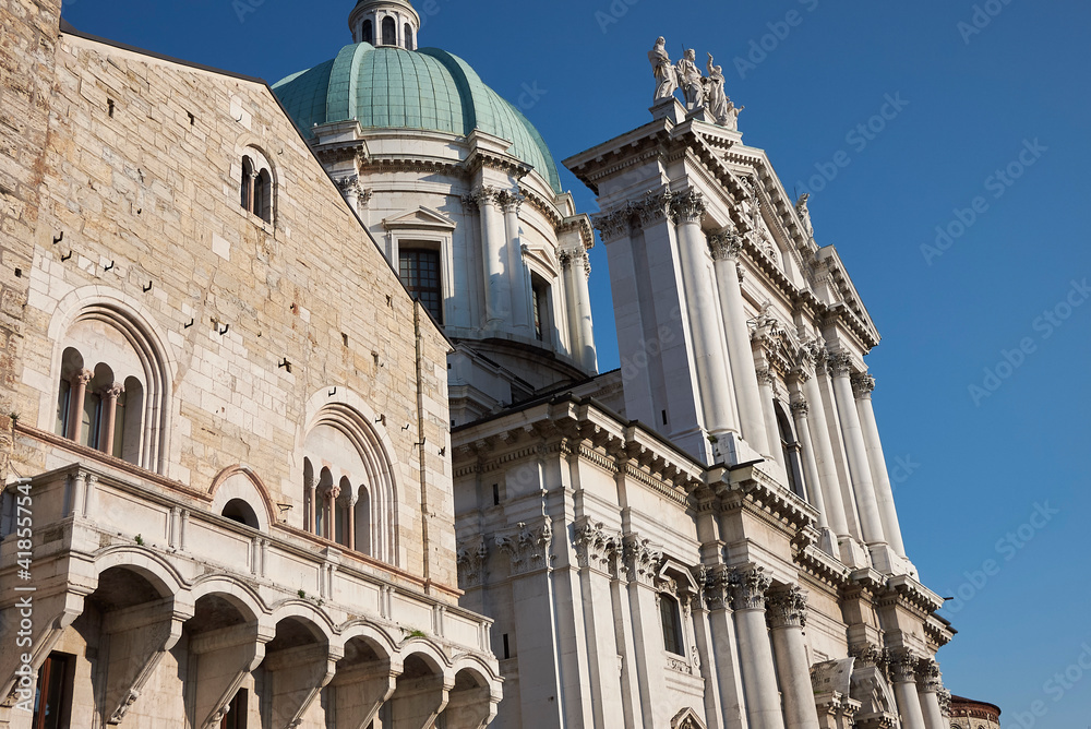 Brescia, Italy - August 22, 2020 : View of Duomo Nuovo