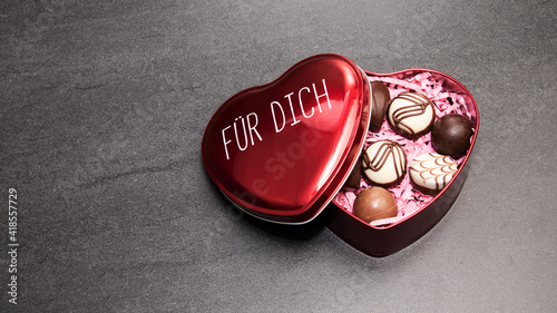 Heart shape box of chocolates