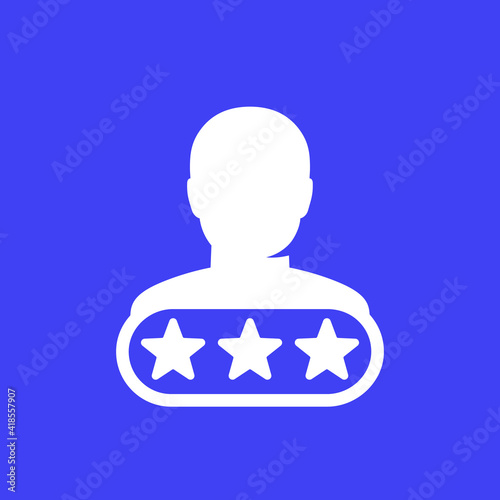 experience icon, customer and stars vector
