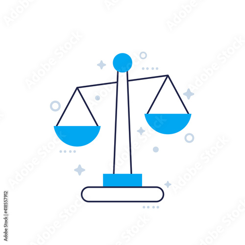 Ethics icon with scales, vector art