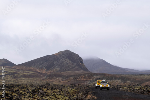 Earthquakes - danger area between the mountains Fagradalsfjall and Keilir on the Icelandic peninsula Reykjanes.  photo