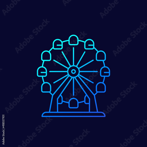 Ferris wheel line icon, vector