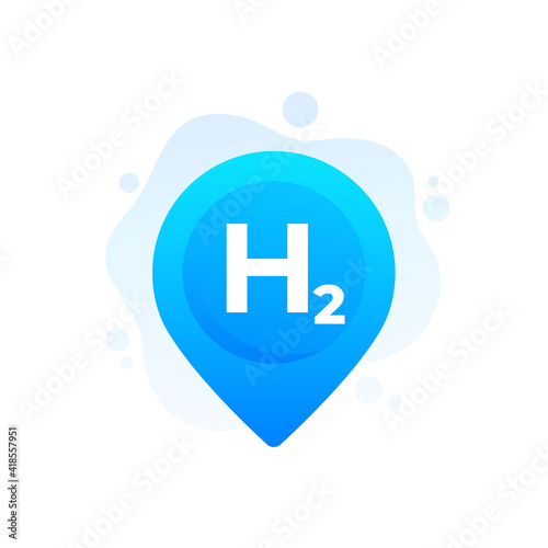 hydrogen icon with pin marker