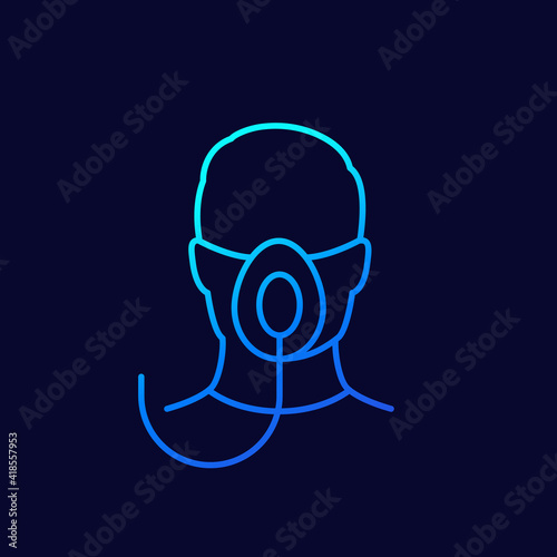 icu ventilator line icon, medical therapy for lungs