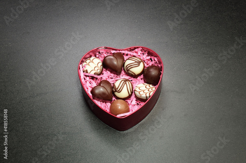Heart gift box with chocolates 