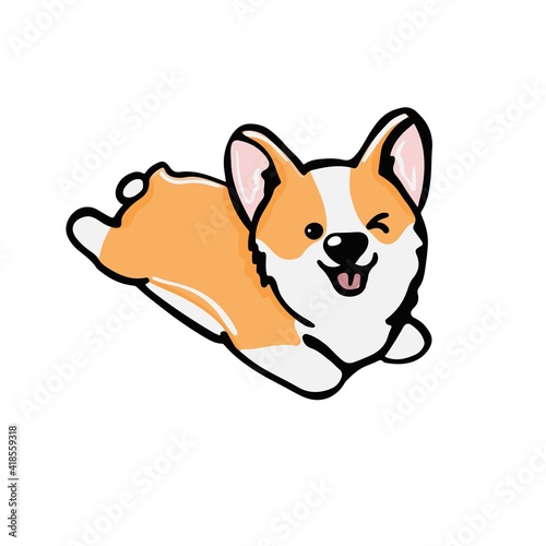 Corgi dog Cute welsh corgi vector cartoon illustration isolated on white background. Funny corgi butt modern flat design element for badges, labels, cards