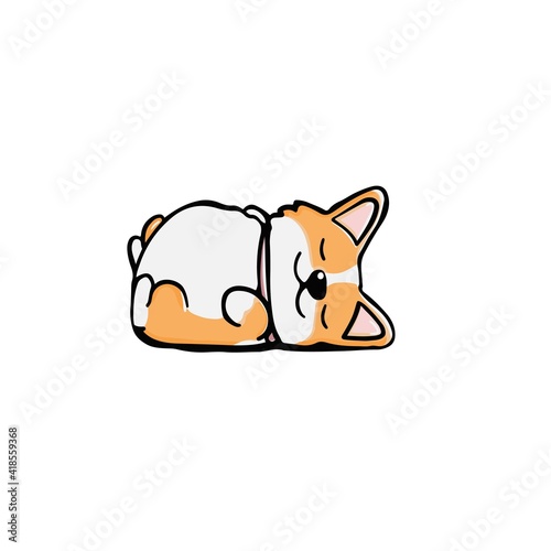Corgi dog Cute welsh corgi vector cartoon illustration isolated on white background. Funny corgi butt modern flat design element for badges, labels, cards