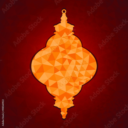 Ethnic Arabic lamp for the end of holy month ramadan muslim celebration or chinesee New Year, decoration for traditional arab interior, design vector illustration low poly art style photo