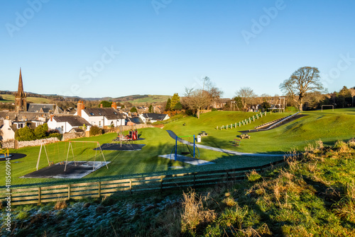 View over Hope-Dunbar Park and Kirkcudbright on a frosty winters morning