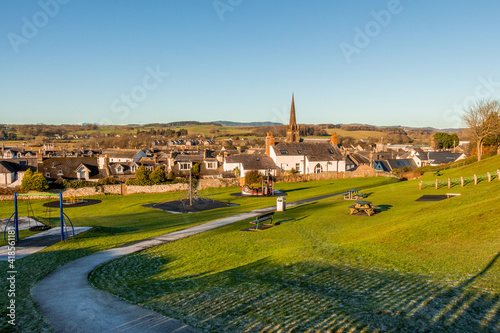 View over Hope-Dunbar Park and Kirkcudbright on a frosty winters morning