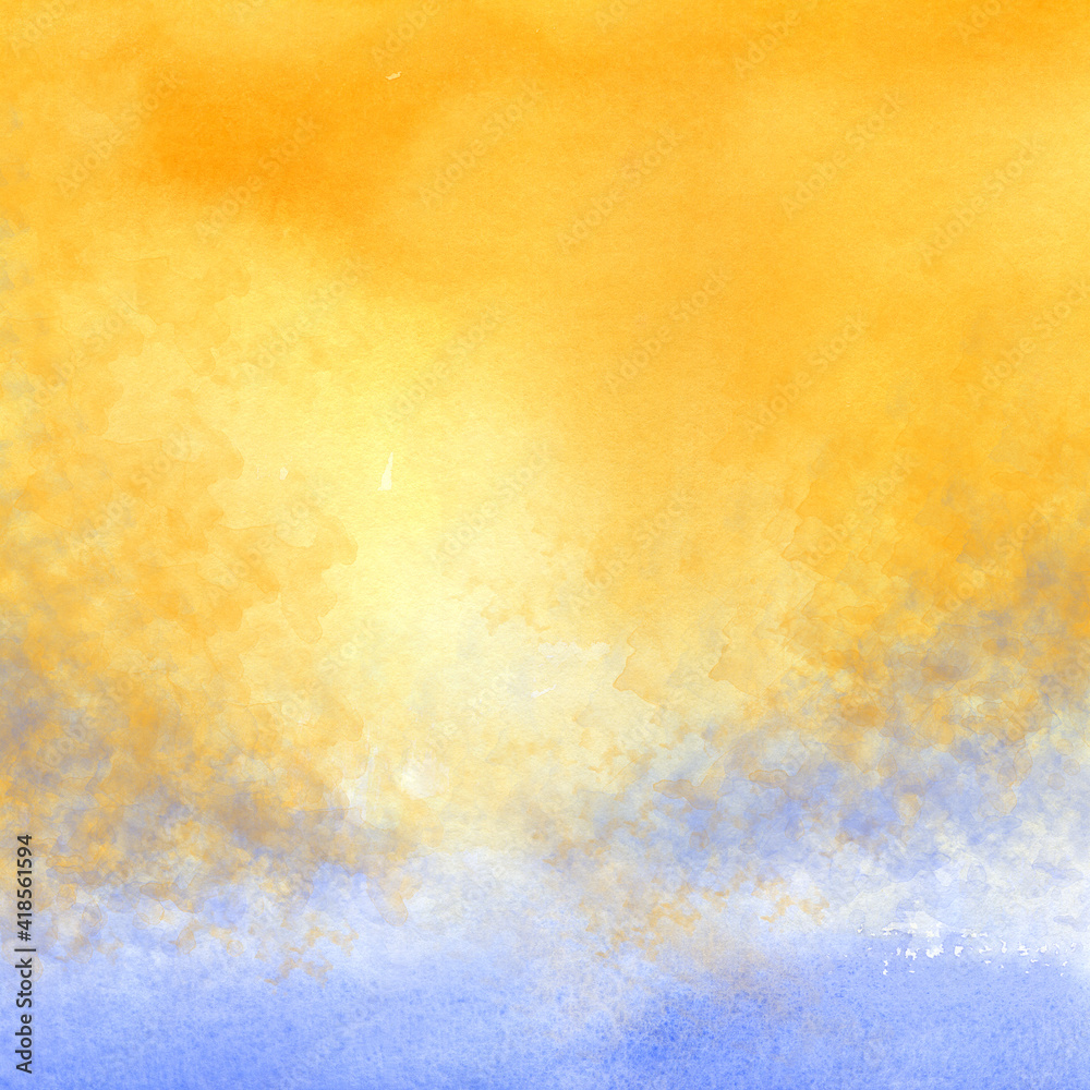 abstract yellow watercolor background and blue texture like clouds