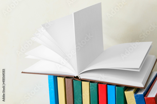 Open book with blank pages ...