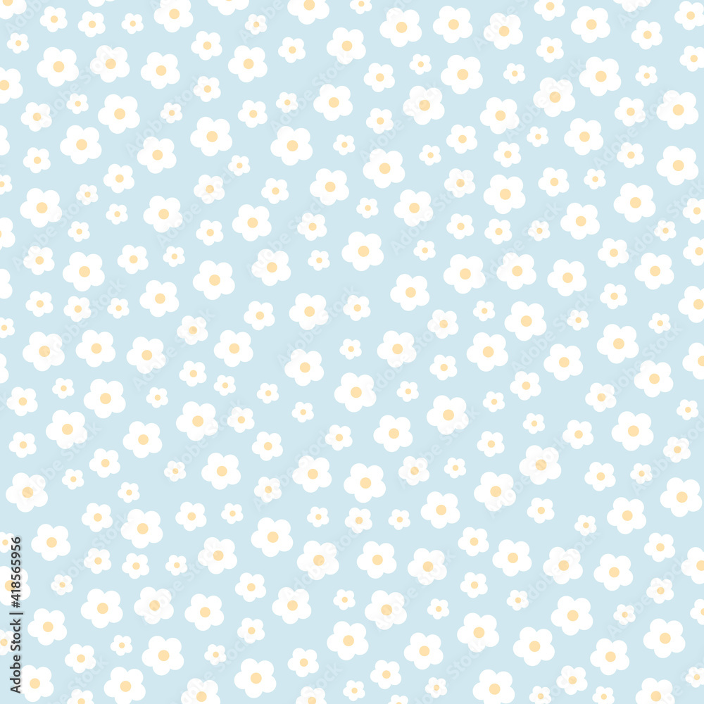 White flowers on blue background White flowers on blue background