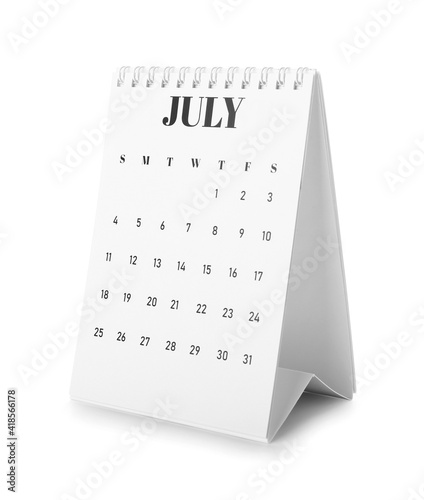 Flip paper calendar on whit...