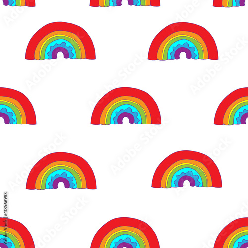 Rainbow pattern.  seamless pattern with rainbows. Spectrum colors.