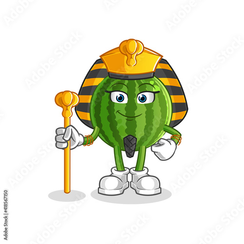 watermelon ancient egypt cartoon. cartoon mascot vector
