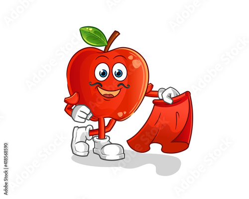 Red Apple matador with red cloth illustration. character vector