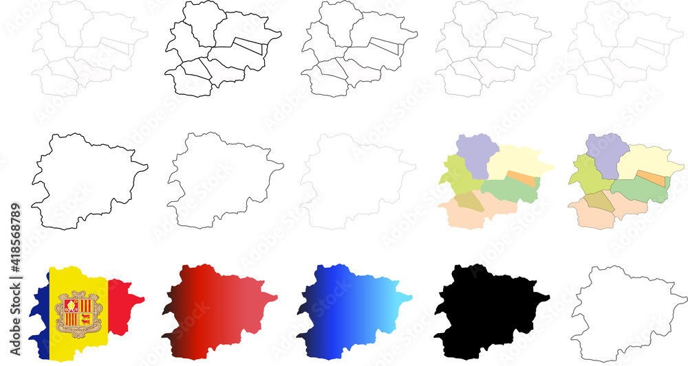 Andorra map. Andorra vector icons. flat and lines design & Vector graphics Andorra map. Andorra vector icons. flat and lines design & Vector graphics