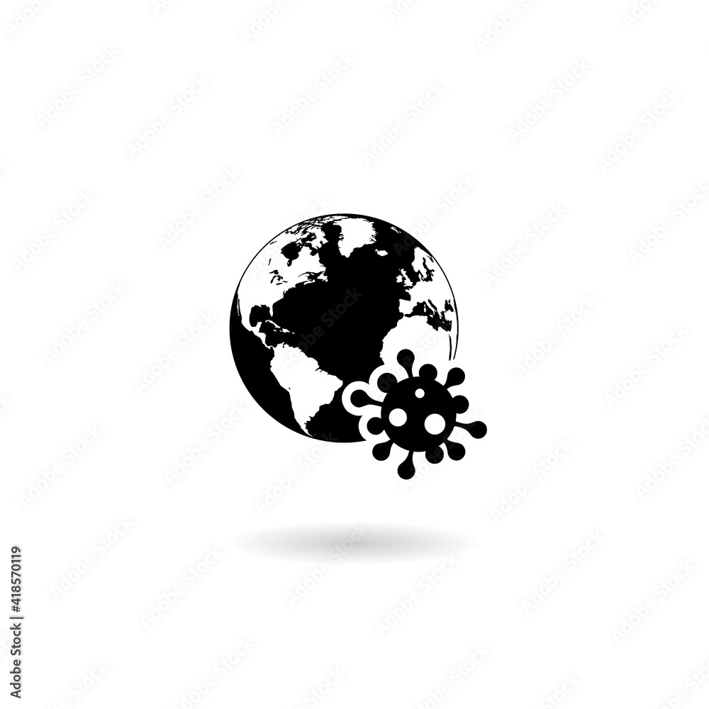 Obraz premium Coronavirus pandemic icon with shadow