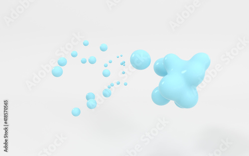 Photos Decompose of the blue color sphere, 3d rendering.