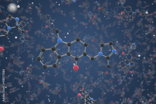 Ondansetron molecule. Ball-and-stick molecular model. Chemistry related 3d rendering photo