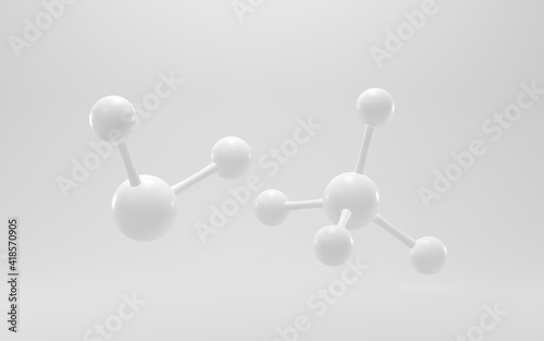 Simplicity chemical molecule with white background, 3d rendering.