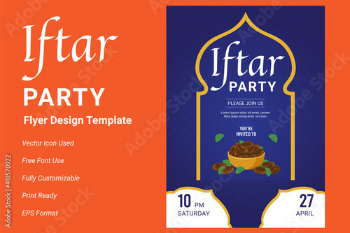 Ifter Party invitation flyer design. Ramadan flyer for ifter party and seminar. Iftar party celebration poster, banner, ramadan flyer, ifter party 2021