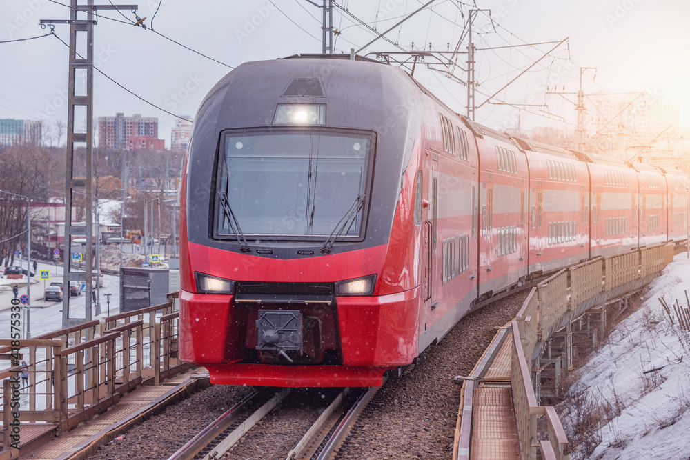 Highspeed train approaches to the station platform. Highspeed train approaches to the station platform.