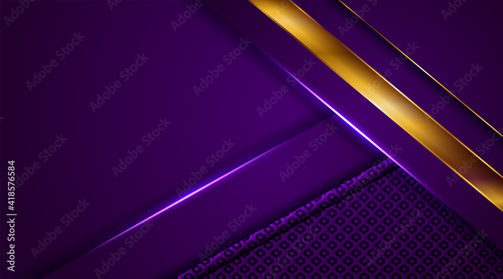 Luxury golden line background elegant purple shades in 3d abstract style. Luxurious gold illustration modern template deluxe overlap layer design Luxury golden line background elegant purple shades in 3d abstract style. Luxurious gold illustration modern template deluxe overlap layer design
