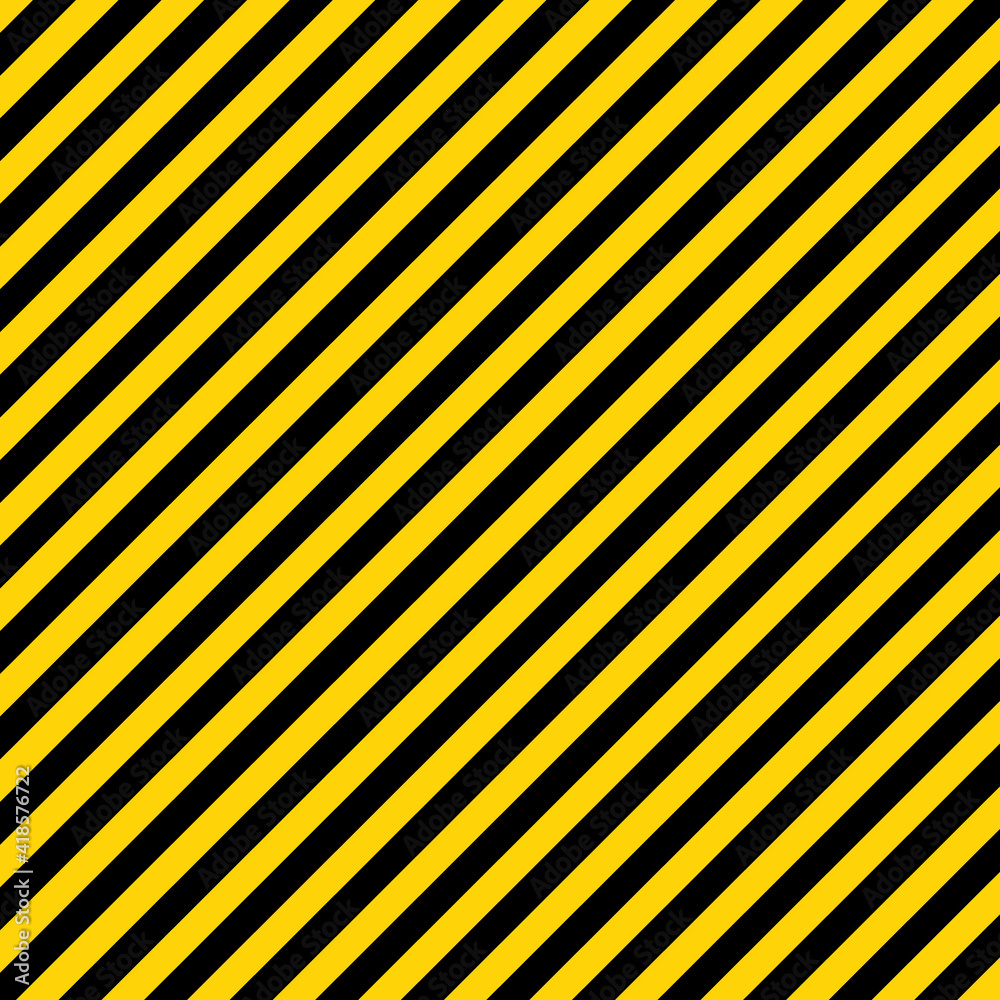 Black and yellow diagonal line striped. Blank vector illustration warning background. Hazard caution sign tape. Space for text