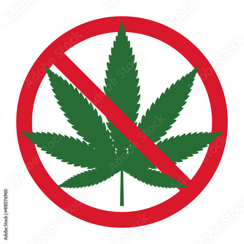 Mariuhana leaf symbol, danger marijuana or hemp icon, cannabis medical sign, weed drug vector illustration