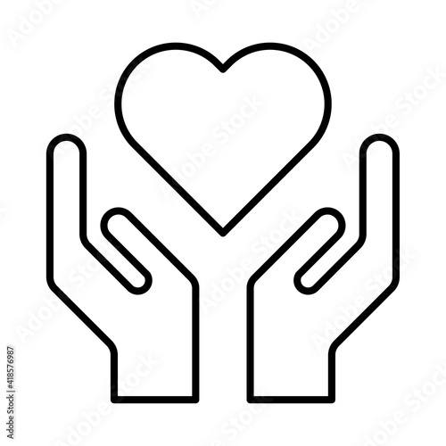 Hope icon, human hand with heart symbol, help and protection graphic design, support vector illustration