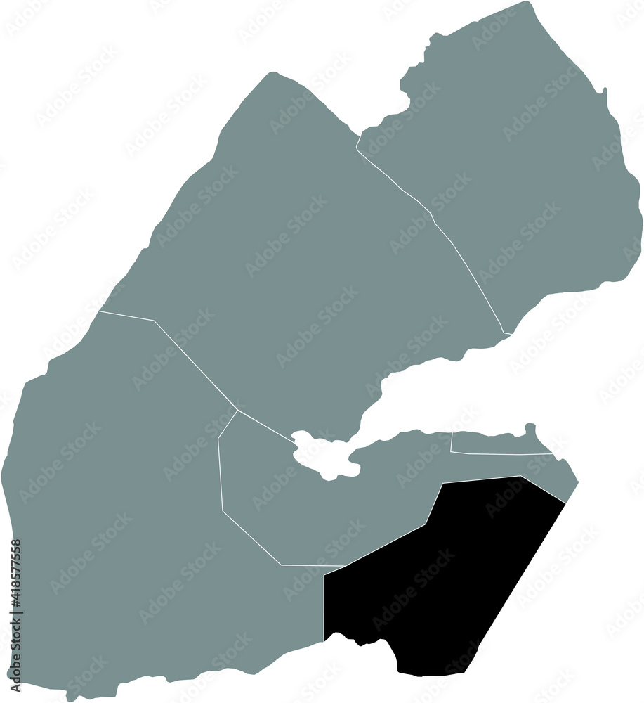 Black location map of the Djiboutian Ali Sabieh region inside gray map