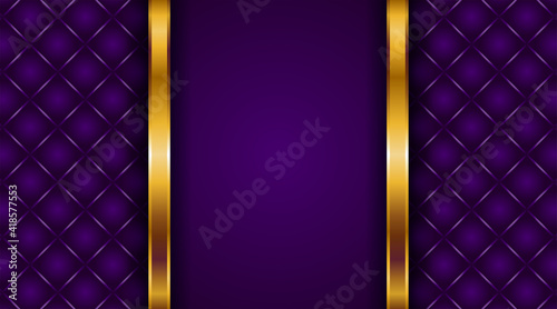 Luxury golden line background elegant purple shades in 3d abstract style. Luxurious gold illustration modern template deluxe overlap layer design