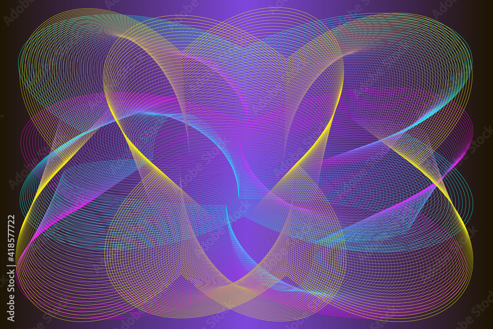 Vector psychedelic holographic background. A magical abstract space of iridescent wavy lines. Ultra-thin geometry. Vector psychedelic holographic background. A magical abstract space of iridescent wavy lines. Ultra-thin geometry.