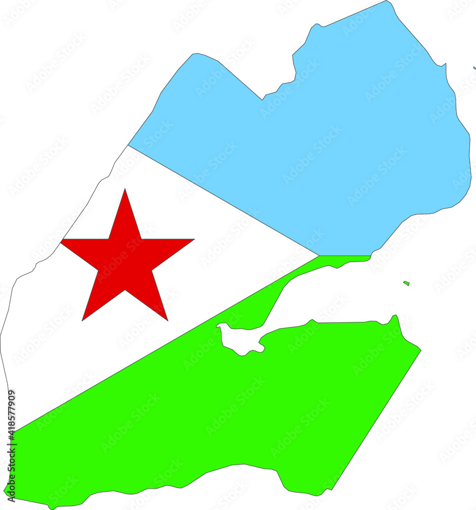 Simple flat flag of the Republic of Djibouti cropped inside its map Simple flat flag of the Republic of Djibouti cropped inside its map