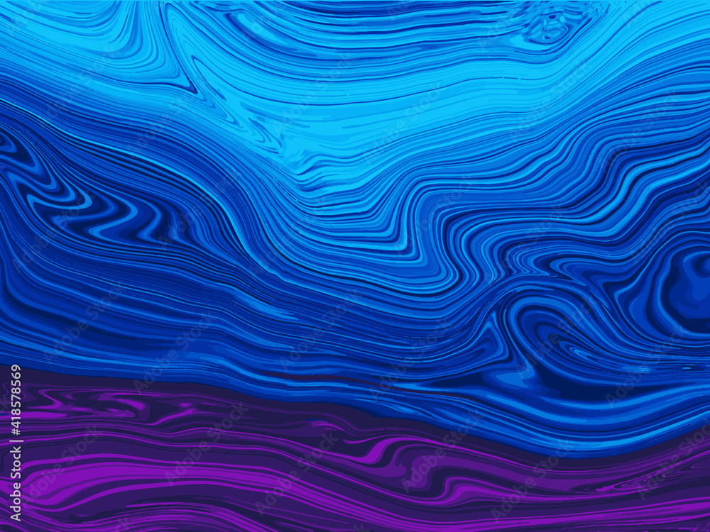 liquid marble blue and purple tone plastic flow abstract background vector illustration