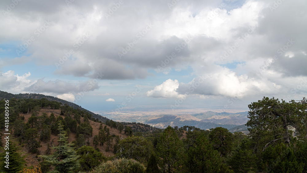 Mount Olympus, highest peak of the island of Cyprus. Troodos mountains
