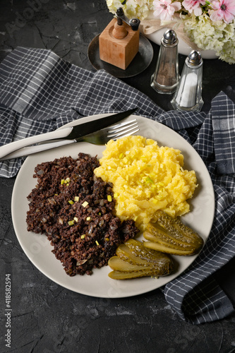 Bild auf Leinwand Tasty Silesian black pudding.